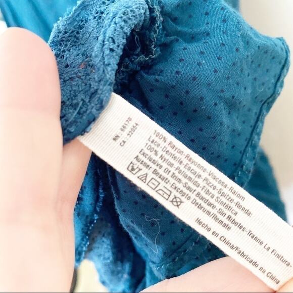 Free people Teal polka dots pattern & lace blouse - Picture 6 of 8